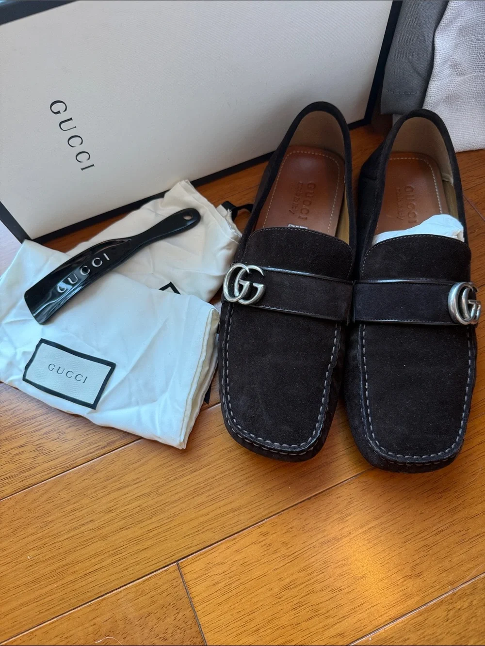 Gucci Men’s Brown Suede Horsebit Moccasins